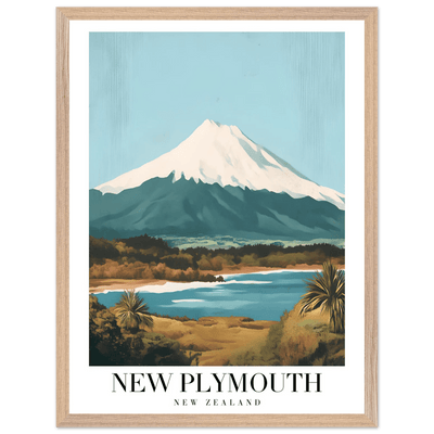 New Plymouth New Zealand Framed Poster – Vintage Mount Taranaki Travel Art - Vibrantwalls