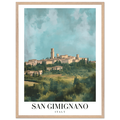 San Gimignano Italy Framed Poster – Vintage Tuscan Countryside Wall Art with Wooden Frame - Vibrantwalls