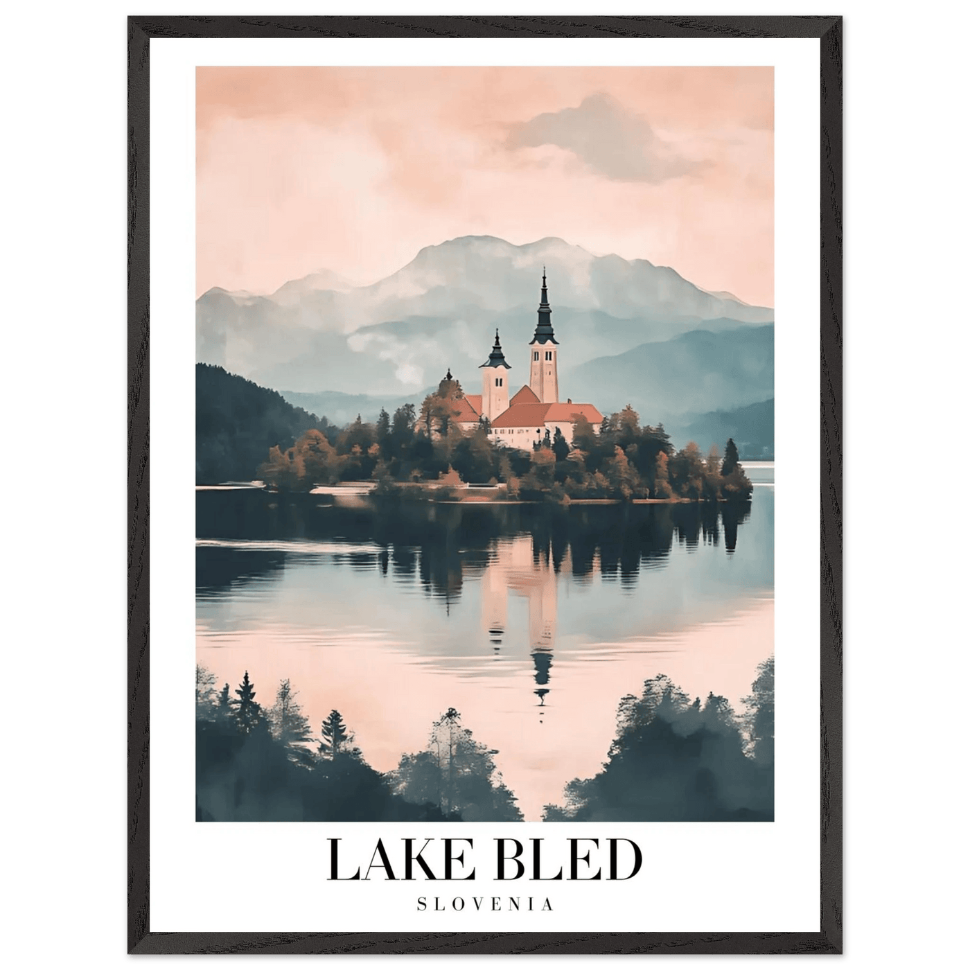 Lake Bled Slovenia Framed Poster – Serene Lakeside Wall Art with Wooden Frame - Vibrantwalls