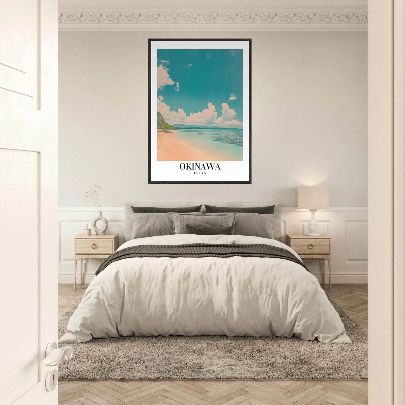 Okinawa Japan Framed Poster – Vintage Beach Travel Wall Art with Wooden Frame - Vibrantwalls