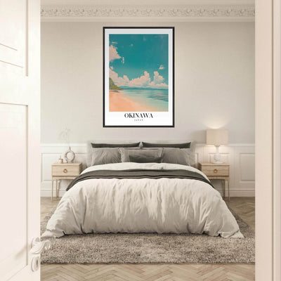 Okinawa Japan Framed Poster – Vintage Beach Travel Wall Art with Wooden Frame - Vibrantwalls