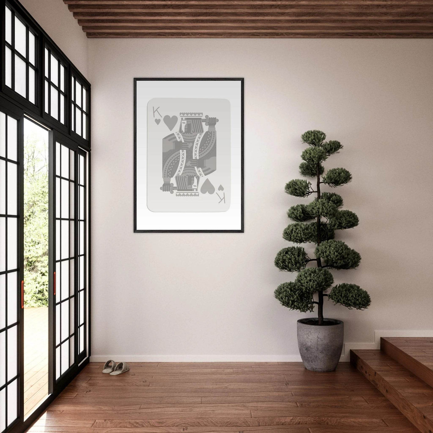 King of Hearts Poker Card Print - Modern Art Framed Poster, Eco-Friendly Wood Frame in Your Choice of Finish - Vibrantwalls