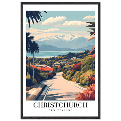 Christchurch New Zealand Framed Poster – Vintage Travel Wall Art with Wooden Frame - Vibrantwalls
