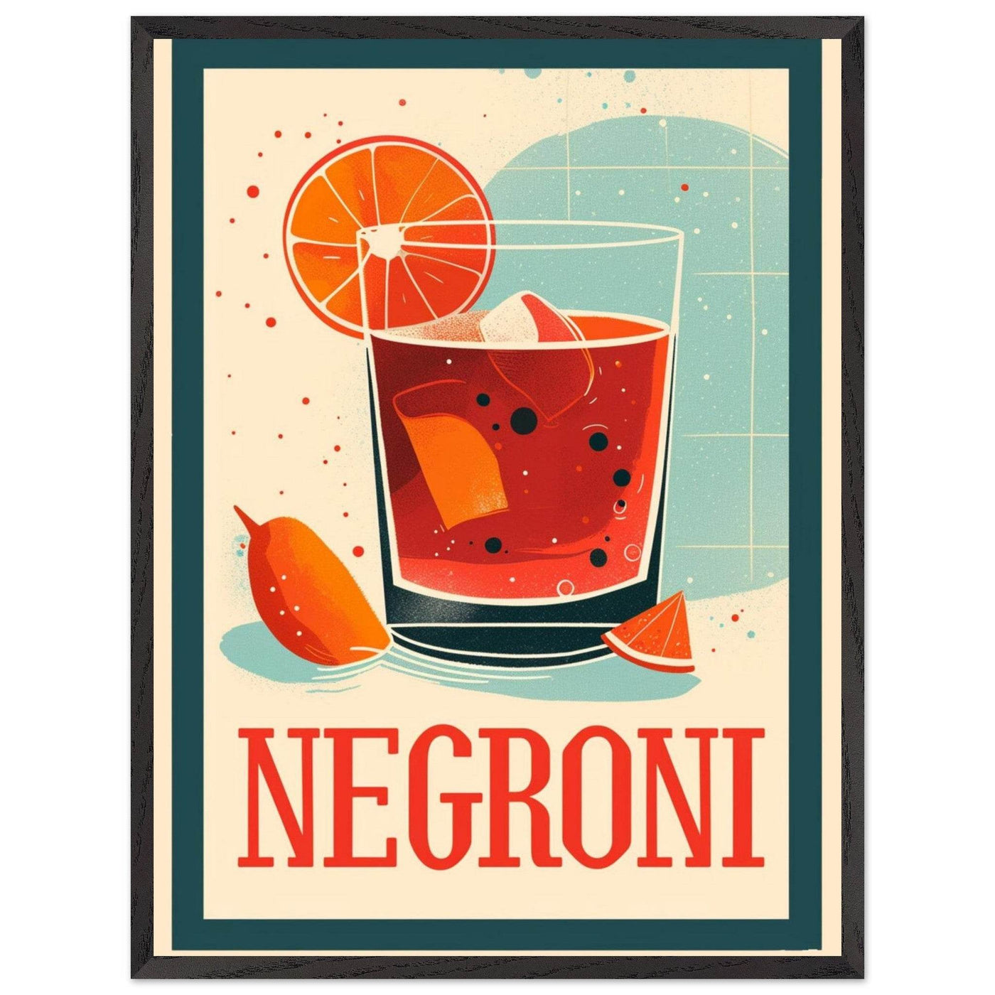 Retro Negroni Cocktail Recipe Art Print - Vibrantwalls