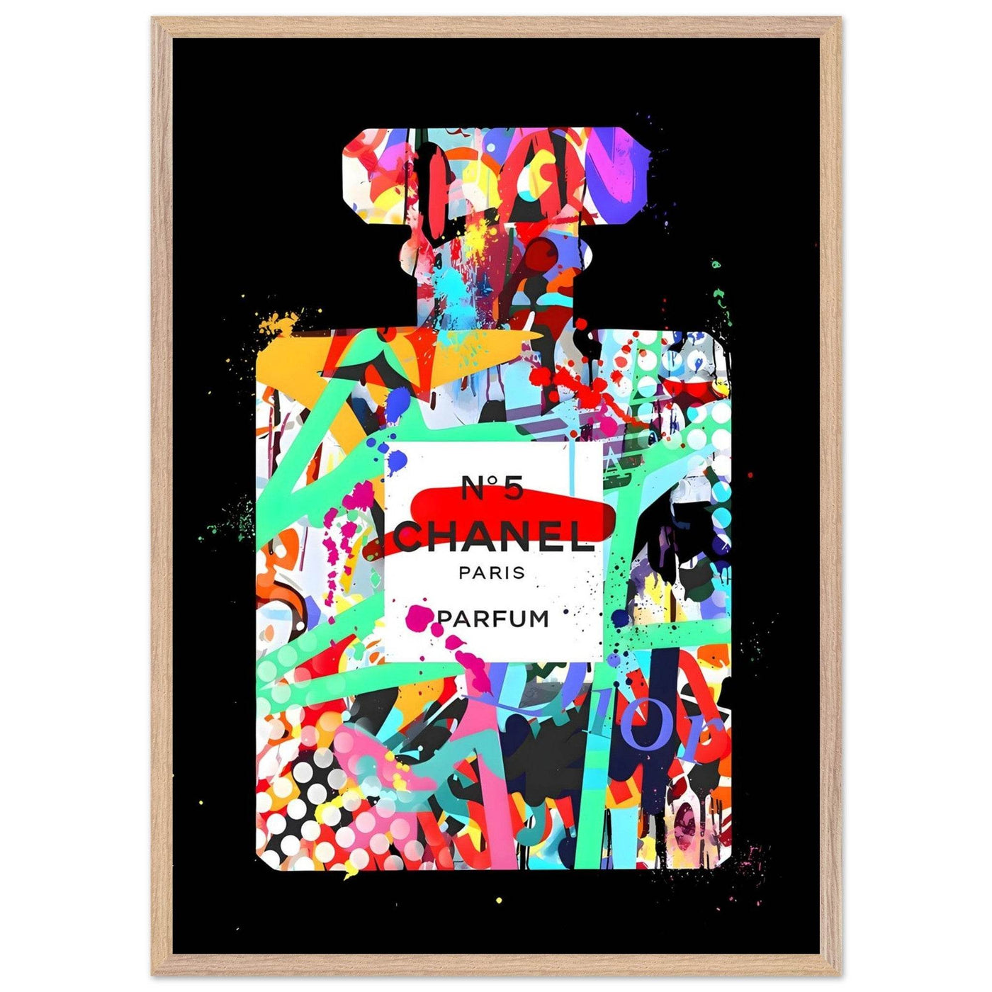 Vibrant Pop Art Chanel No. 5 Perfume Print - Framed & Ready-to-Hang - Vibrantwalls