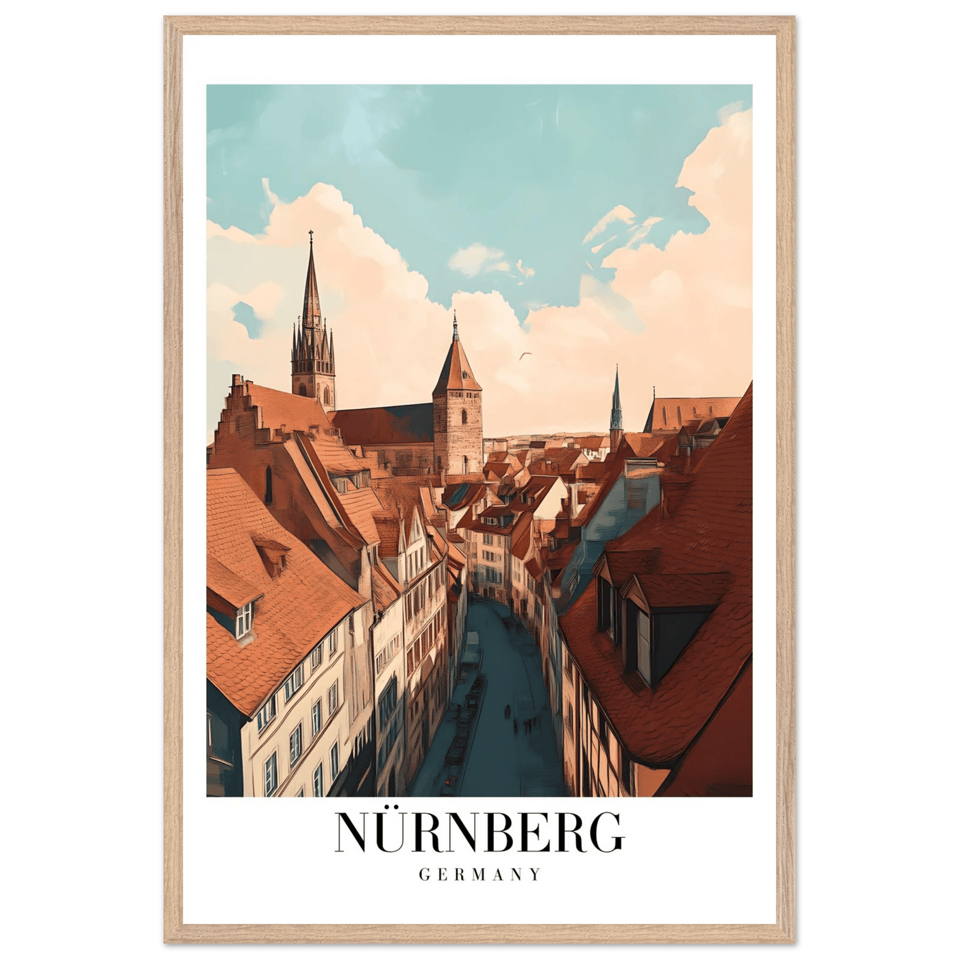 Nürnberg Germany Framed Poster – Vintage Travel Wall Art with Wooden Frame - Vibrantwalls