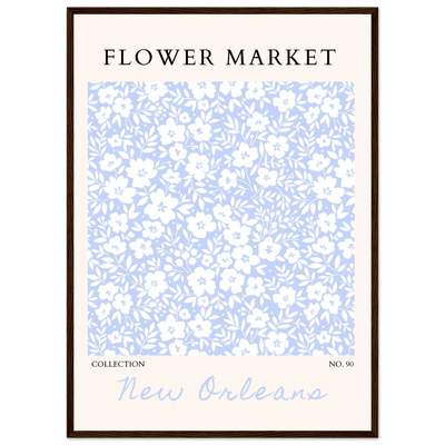 Flower Market New Orleans – Chic Periwinkle Floral Framed Poster | Ready-to-Hang Wall Art - Vibrantwalls