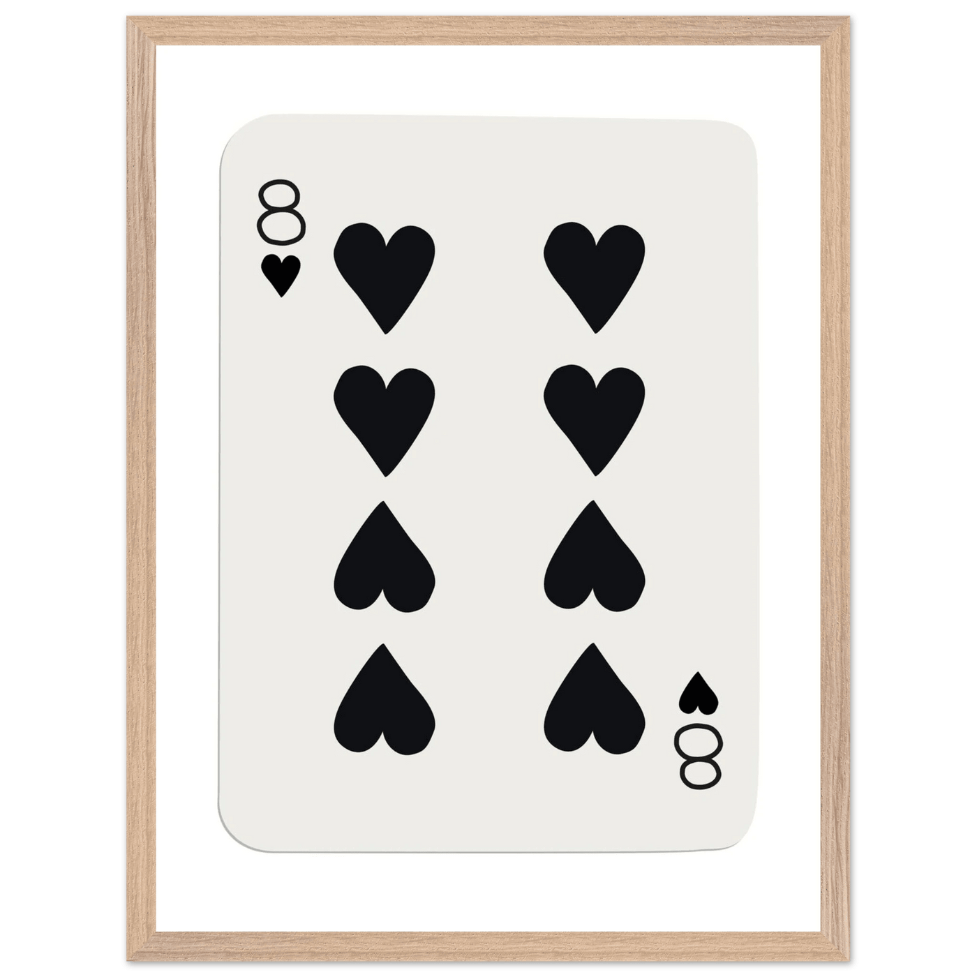 Minimalist Eight of Hearts Poker Card Print - Framed Wall Art, Sustainable Wood Frame, Choose Your Finish & Size - Vibrantwalls