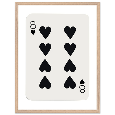 Minimalist Eight of Hearts Poker Card Print - Framed Wall Art, Sustainable Wood Frame, Choose Your Finish & Size - Vibrantwalls
