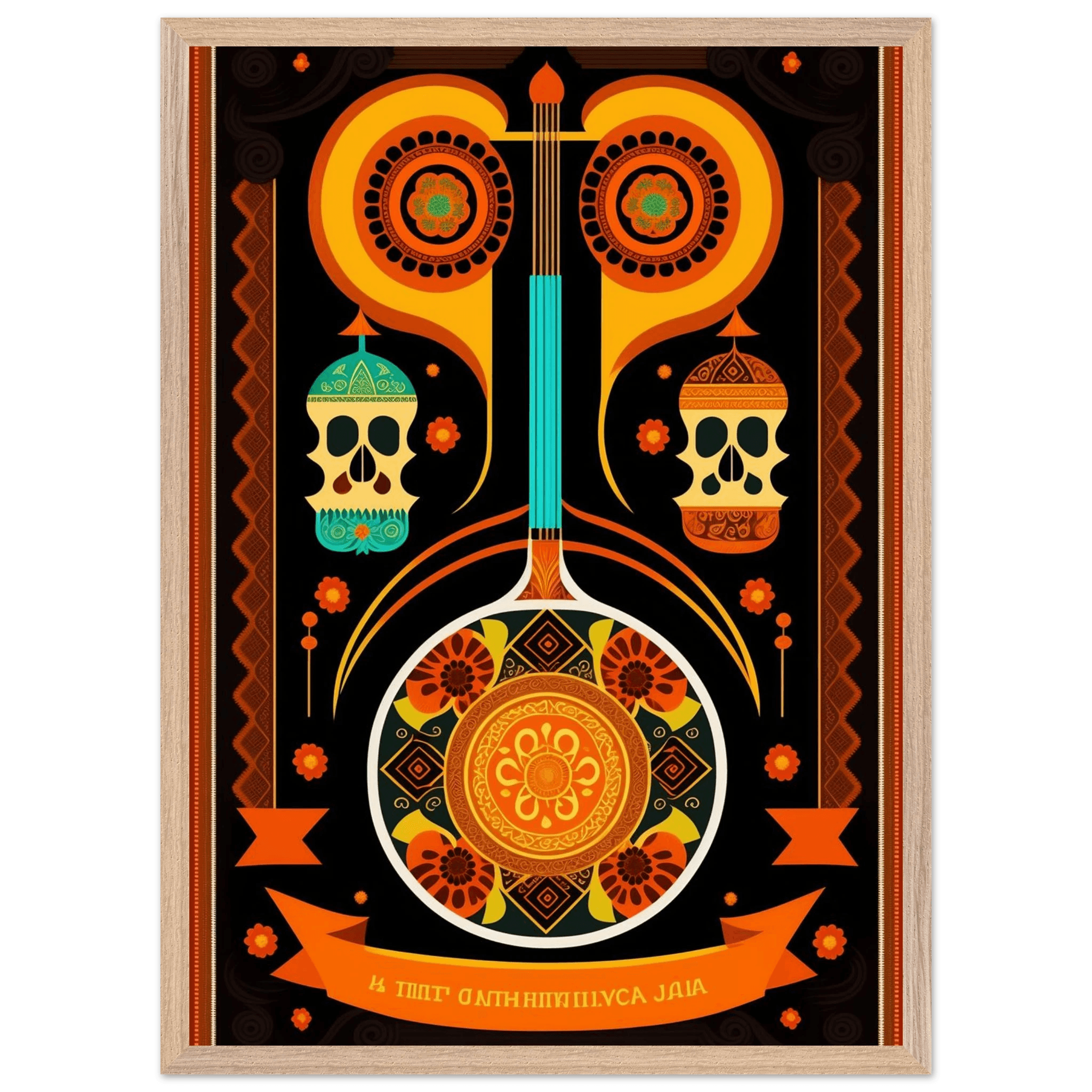Vibrant Day of the Dead Guitar - Vibrantwalls