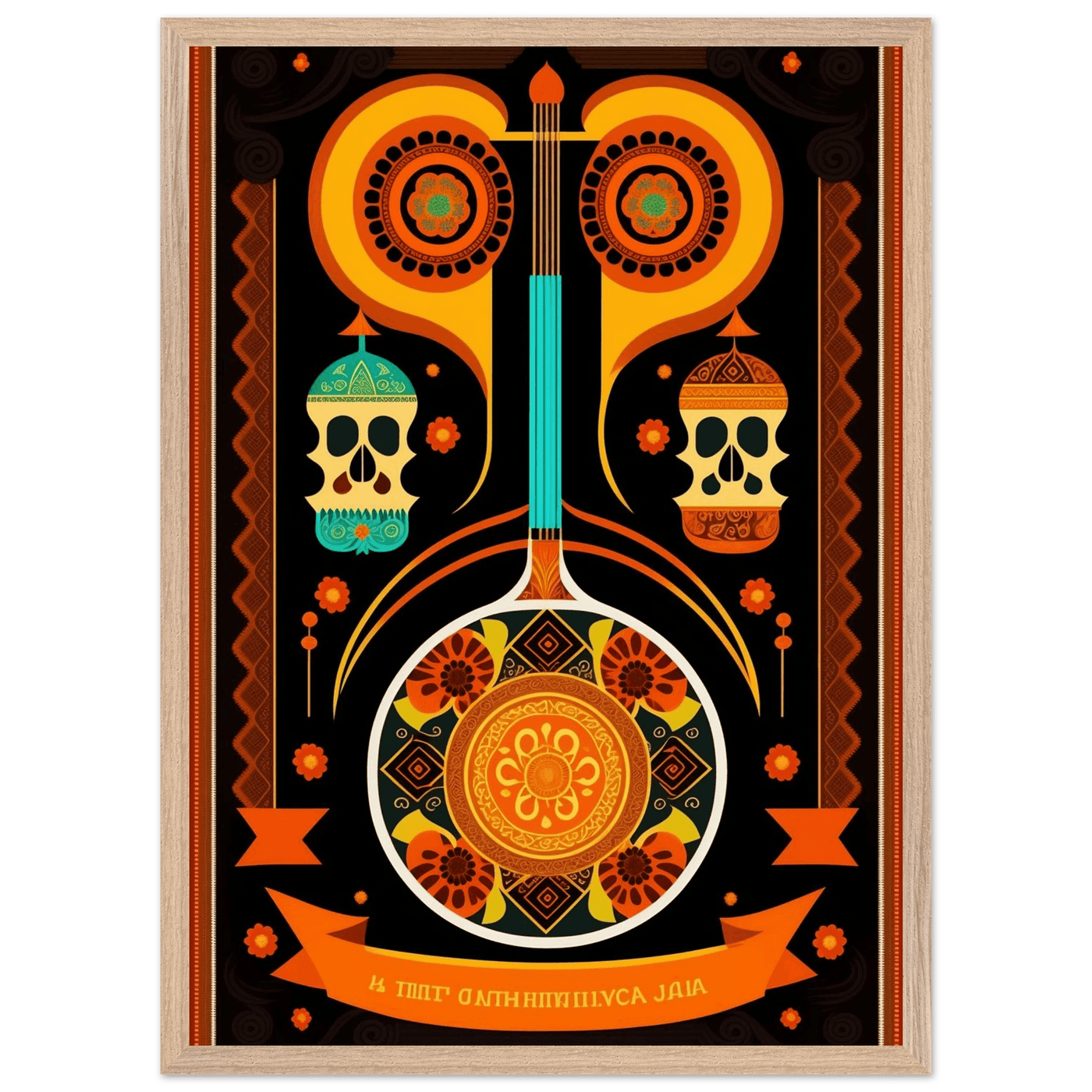 Vibrant Day of the Dead Guitar - Vibrantwalls