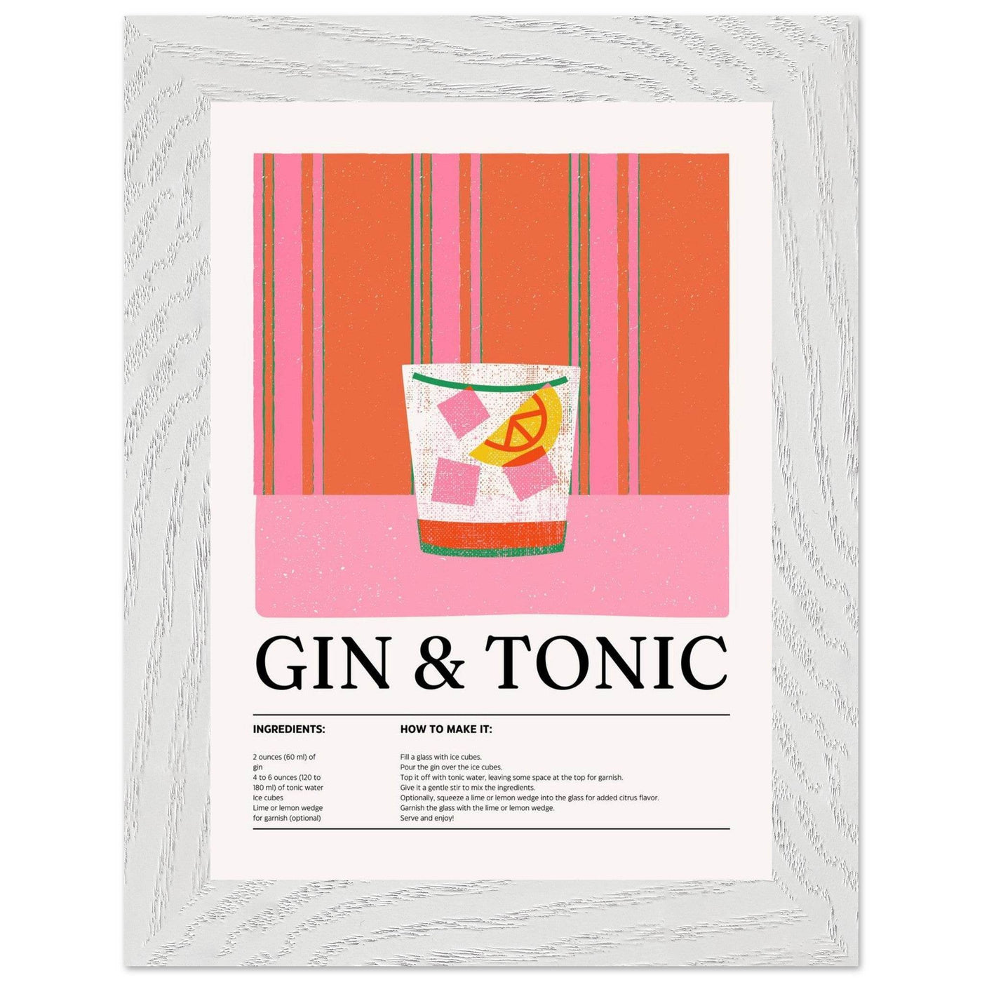 Gin Tonic Cocktail Recipe Minimalist Design Print - Vibrantwalls