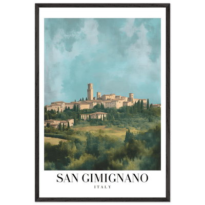 San Gimignano Italy Framed Poster – Vintage Tuscan Countryside Wall Art with Wooden Frame - Vibrantwalls