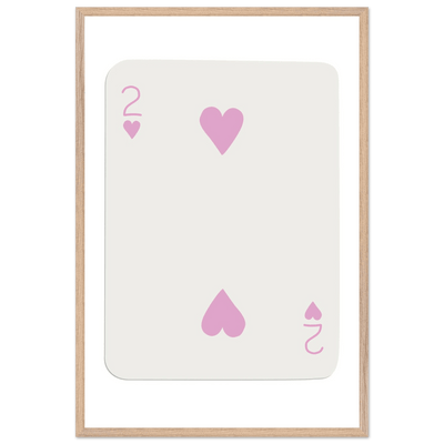 Minimalist Pink Two of Hearts Poker Card Art Print - Framed & Mounted Eco-Friendly Decor, Custom Sizes Available - Vibrantwalls