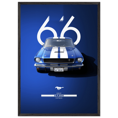 1966 Shelby GT.350 Fastback Framed Poster - Iconic Blue & White Design | Ready-to-Hang Wall Art - Vibrantwalls
