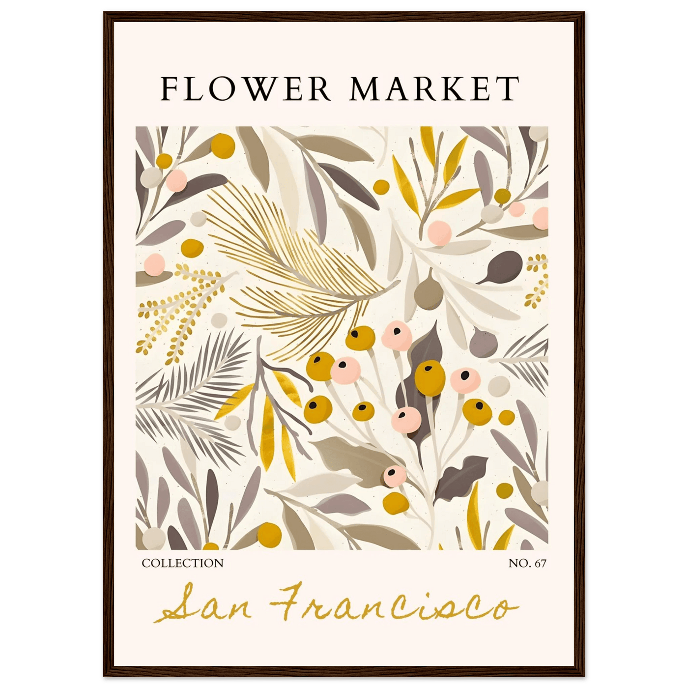 San Francisco Flower Market Collection Framed Poster – Botanical Golden Hues & Abstract Art Prints | Ready-to-Hang - Vibrantwalls