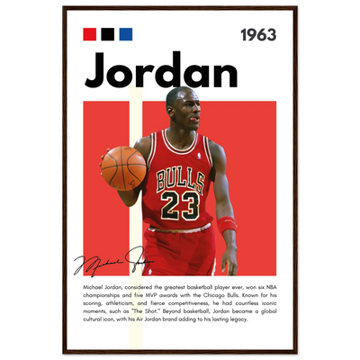 Michael Jordan Air Jordan Bulls Retro Print 60x90 cm 24x36″ Dark wood frame Vibrantwalls