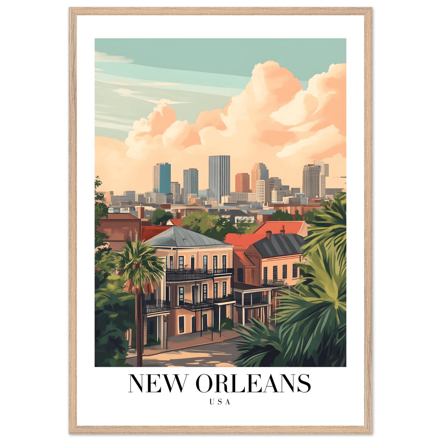 New Orleans Warm Hues Vintage Travel Poster - Wall Art - Vibrantwalls