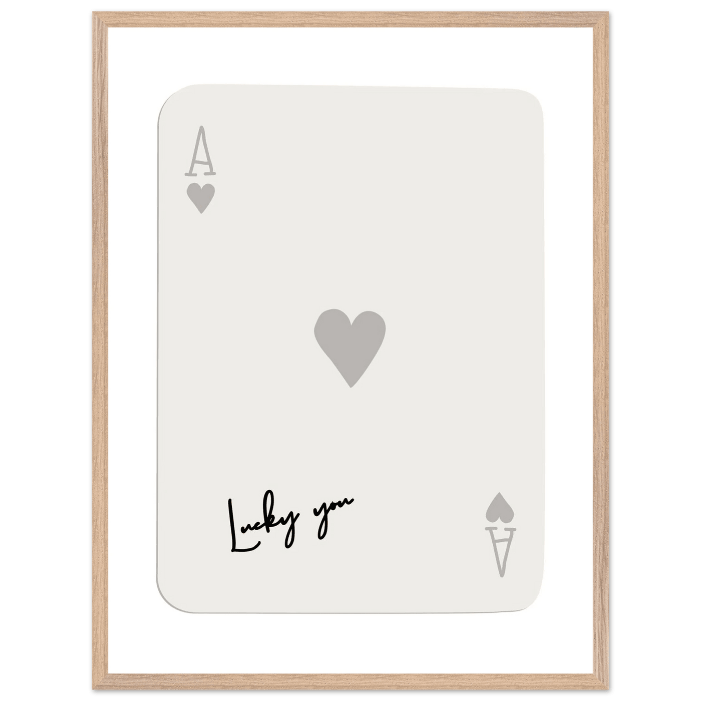 Lucky You Ace of Hearts Poker Card Print - Framed Eco-Friendly Wood Poster Art for Game Lovers - Vibrantwalls