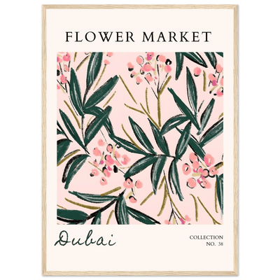 Dubai Flower Market Art Print – Blush Pink & Emerald Green Botanical Framed Poster | Ready-to-Hang - Vibrantwalls