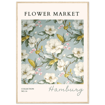 Hamburg 'Flower Market' Framed Poster – Elegant Magnolia & Cherry Blossom Art Print | Ready-to-Hang - Vibrantwalls