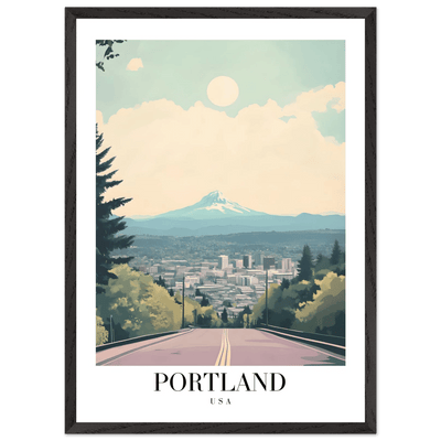 Portland Oregon Framed Poster – Mid-Century Modern Travel Art with Your Choice of Frame - Vibrantwalls