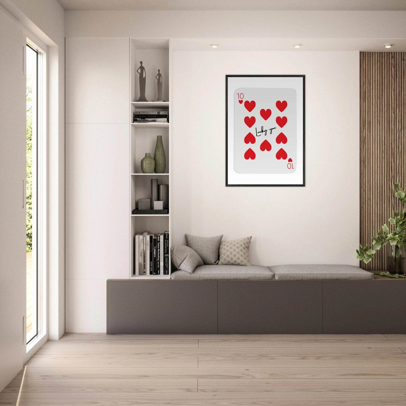 Lucky You - Ten of Hearts Playing Card Framed Poster Art, Eco-Friendly Wood Frame - Vibrantwalls