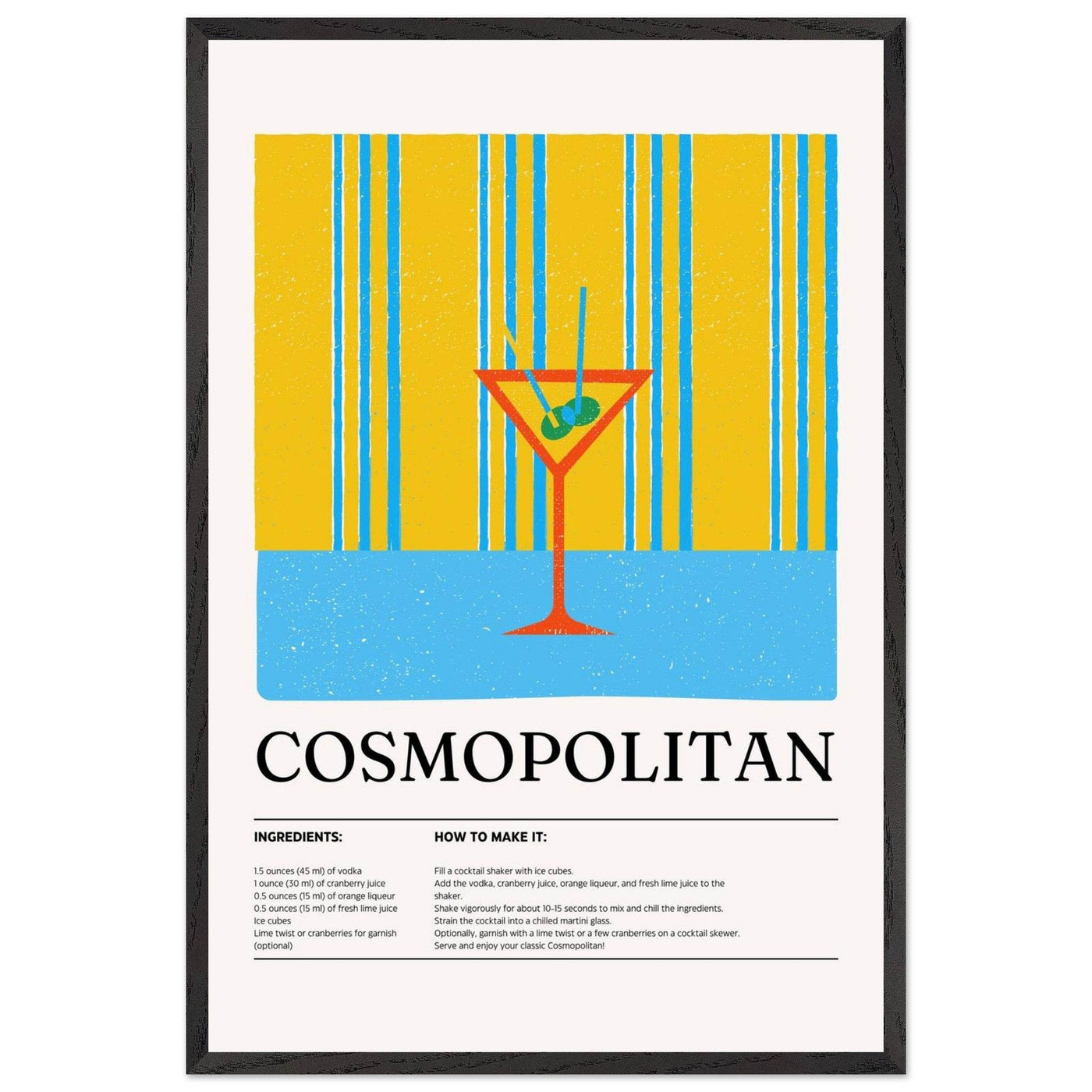Cosmopolitan Cocktail Recipe City Chic Bar Print - Vibrantwalls