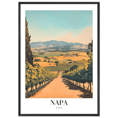 Napa Valley Vineyard Framed Poster – Vintage Travel Wall Art with Wooden Frame - Vibrantwalls