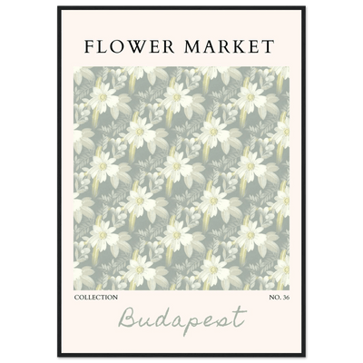 Budapest Flower Market Framed Poster – Elegant Botanical Art Print in Sage Green | Ready-to-Hang Wall Decor - Vibrantwalls