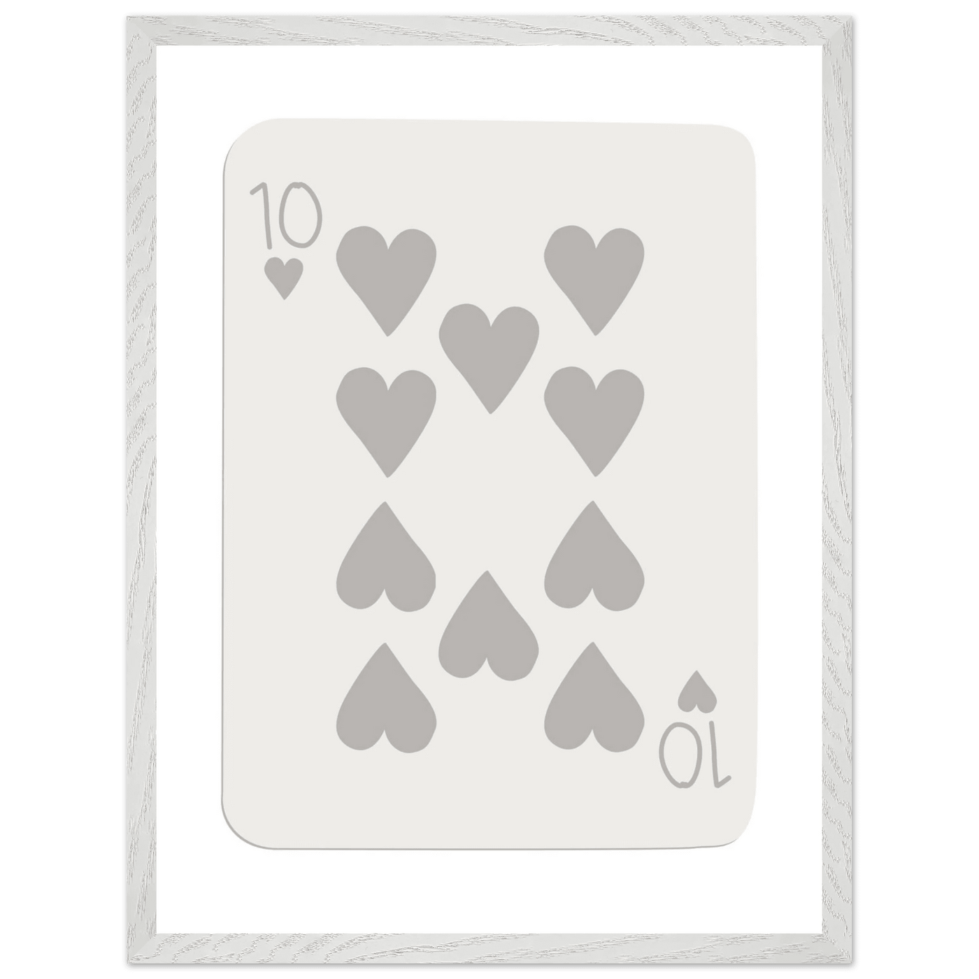 Minimalist Ten of Hearts Playing Card Print - Framed Poster Art, Eco-Friendly Wood Frame in Your Choice of Size & Finish - Vibrantwalls