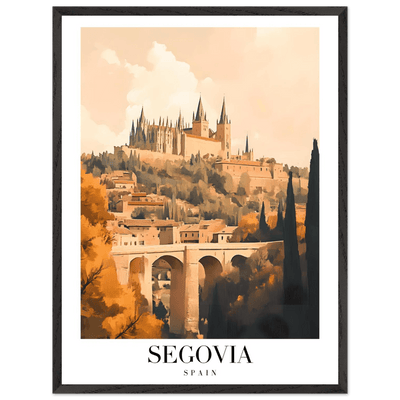 Segovia Spain Framed Poster – Vintage Travel Art with Warm Hues & Wooden Frame - Vibrantwalls