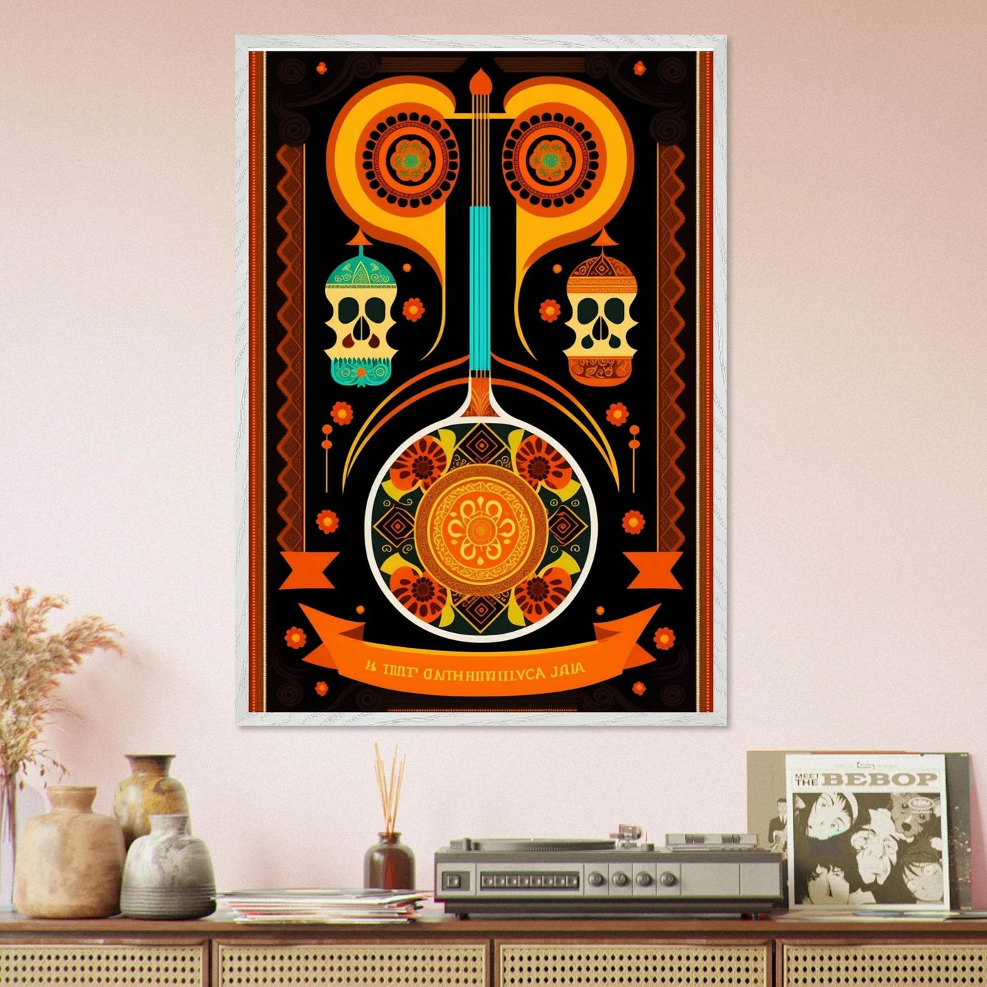 Vibrant Day of the Dead Guitar - Vibrantwalls