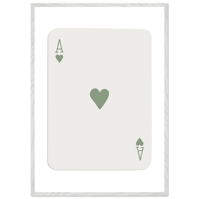 Minimalist Ace of Hearts Print - Eco-Friendly Framed Poster Art, Sage Green Elegance - Vibrantwalls