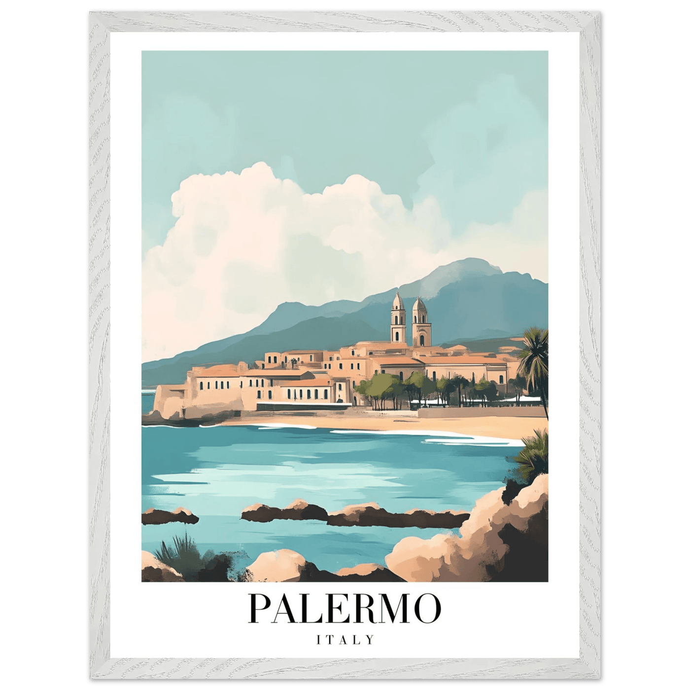 Palermo Italy Framed Poster – Vintage Mediterranean Travel Wall Art in Your Choice of Frame - Vibrantwalls