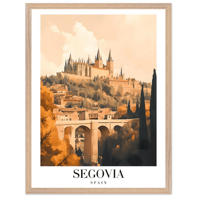 Segovia Spain Framed Poster – Vintage Travel Art with Warm Hues & Wooden Frame - Vibrantwalls