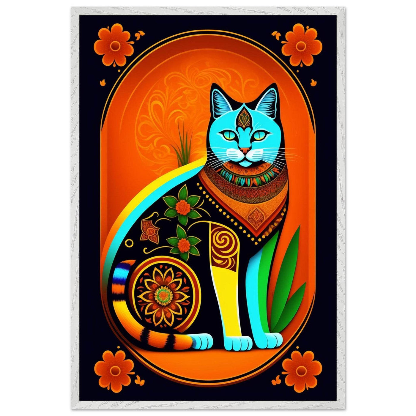 Boho Chic Cat Art - Vibrantwalls