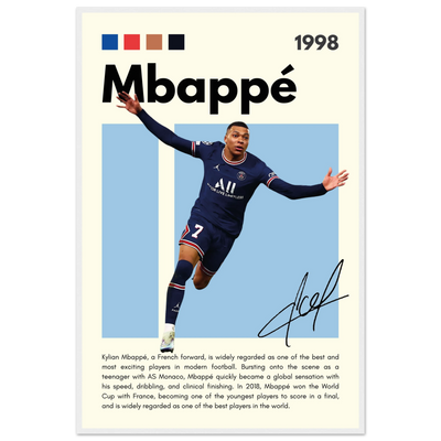 Kylian Mbappé PSG Soccer Framed Football Poster 60x90 cm 24x36″ White frame Vibrantwalls