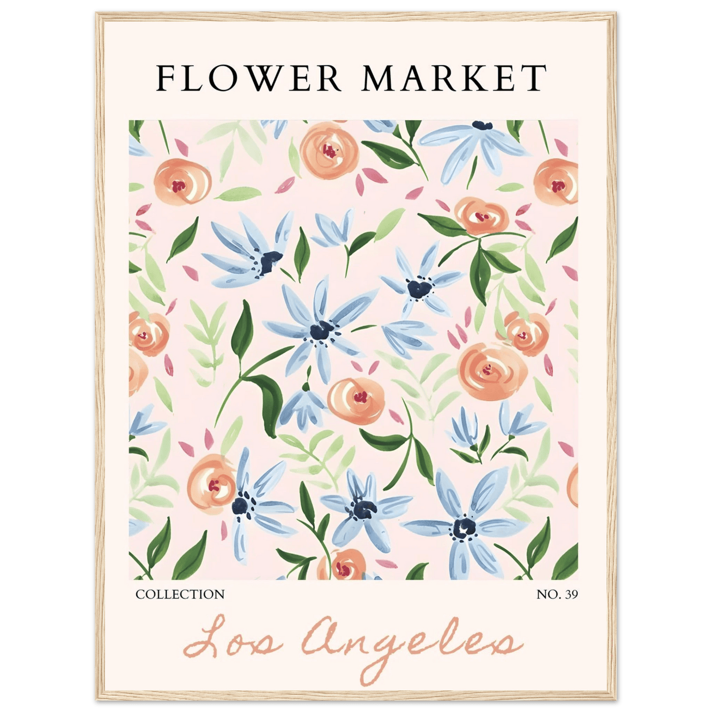 Abstract Floral Framed Poster – Pastel Blossom & Leaf Art Prints | Ready-to-Hang Wall Decor - Vibrantwalls