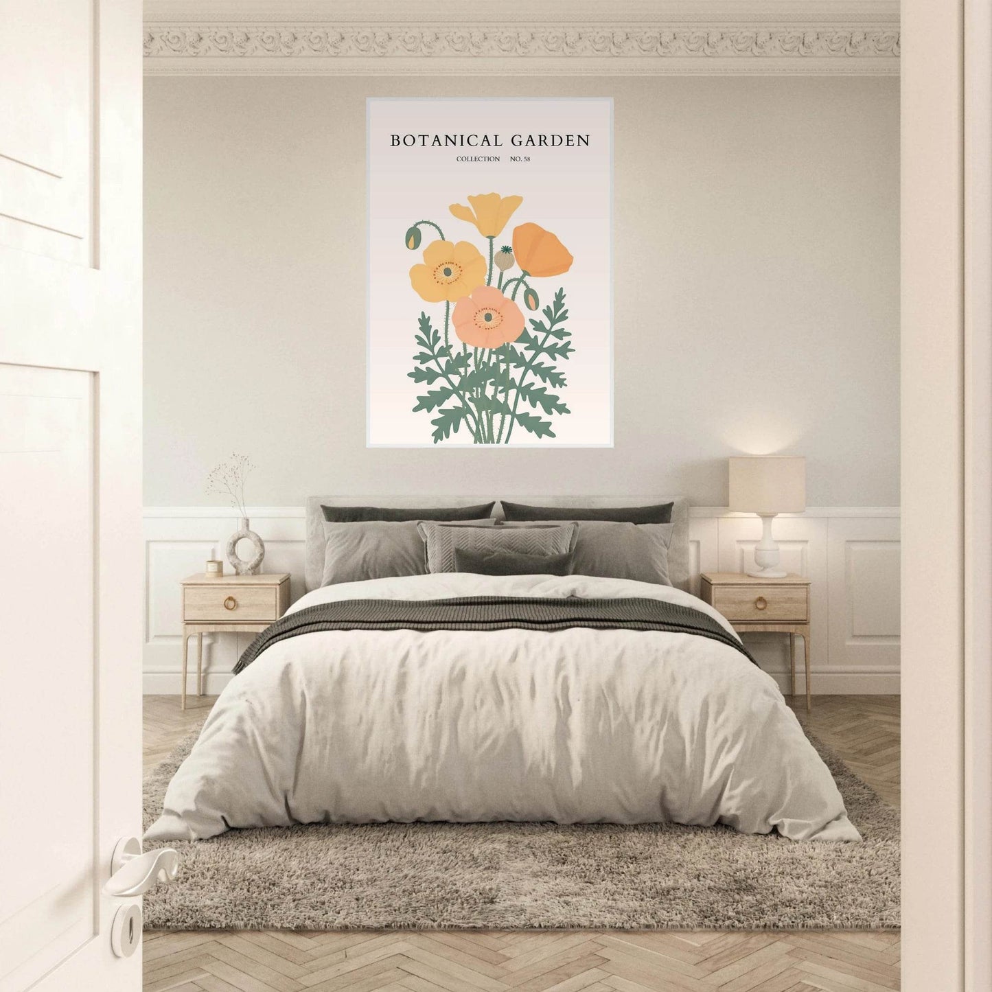 Botanical Garden Poppy Framed Poster – Warm Hues & Nature Art Print | Ready-to-Hang Floral Decor - Vibrantwalls