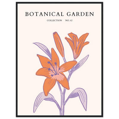 Botanical Garden Lily Print – Orange & Lavender Framed Poster | Elegant Nature Art for Modern Spaces, Ready-to-Hang - Vibrantwalls