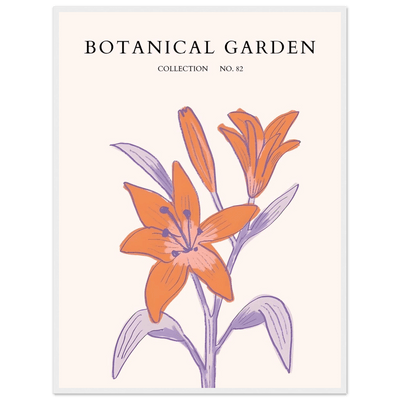 Botanical Garden Lily Print – Orange & Lavender Framed Poster | Elegant Nature Art for Modern Spaces, Ready-to-Hang - Vibrantwalls