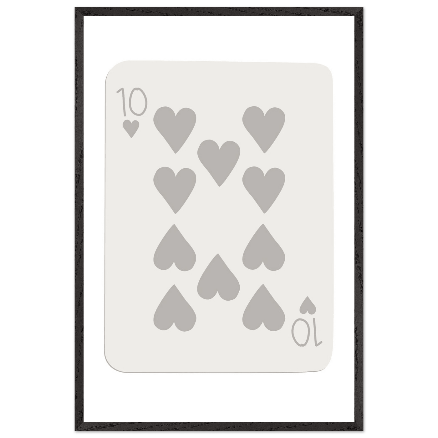 Minimalist Ten of Hearts Playing Card Print - Framed Poster Art, Eco-Friendly Wood Frame in Your Choice of Size & Finish - Vibrantwalls
