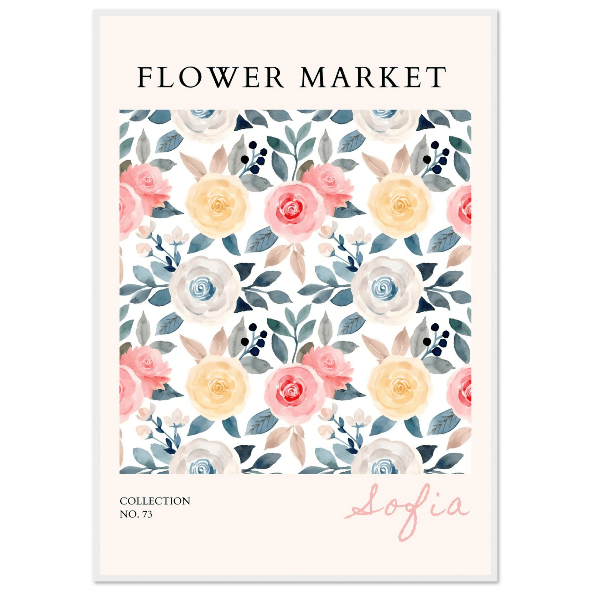 Watercolor Flower Market Framed Poster – Sofia Collection Floral Art Prints | Ready-to-Hang in Your Choice of Frame - Vibrantwalls