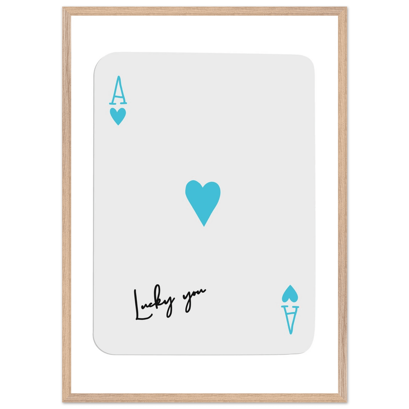 Ace of Hearts Poker Card Print - 'Lucky You' Framed Art, Eco-Friendly Wood Frame in Custom Finish - Vibrantwalls