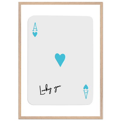 Ace of Hearts Poker Card Print - 'Lucky You' Framed Art, Eco-Friendly Wood Frame in Custom Finish - Vibrantwalls