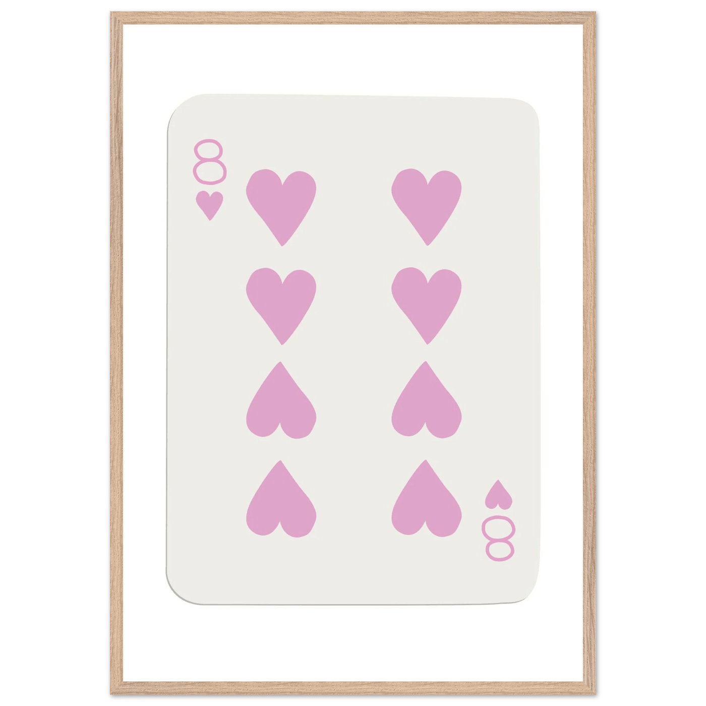 Minimalist Eight of Hearts Poker Card Print - Mounted Framed Art in Eco-Friendly Wood Frame - Vibrantwalls