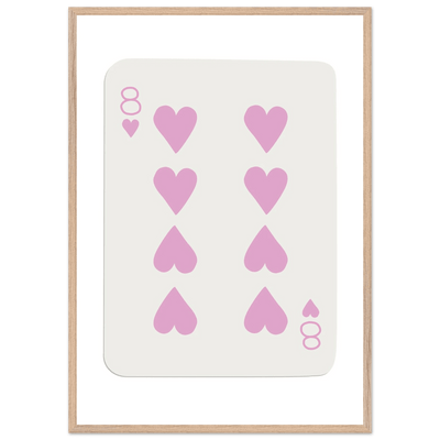 Minimalist Eight of Hearts Poker Card Print - Mounted Framed Art in Eco-Friendly Wood Frame - Vibrantwalls