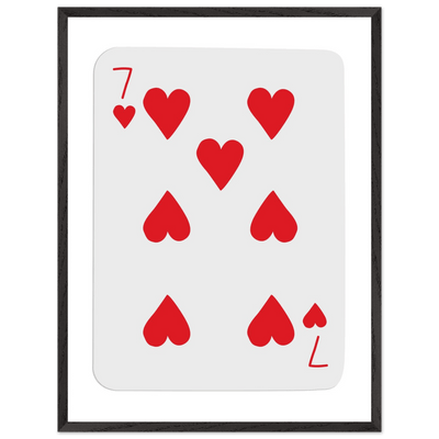 Lucky 7 of Hearts Poker Card Print - Mounted Framed Wall Art, Eco-Friendly Wood Frame & Multiple Sizes - Vibrantwalls