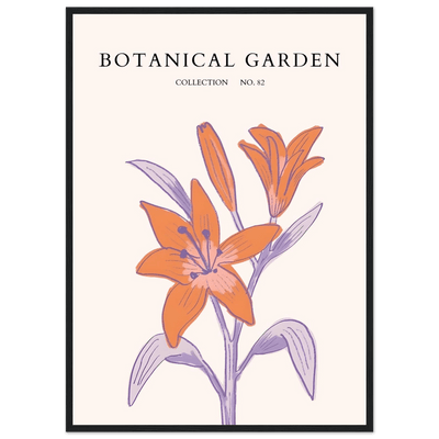 Botanical Garden Lily Print – Orange & Lavender Framed Poster | Elegant Nature Art for Modern Spaces, Ready-to-Hang - Vibrantwalls